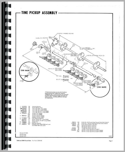 Parts Manual for Hesston 5540 Round Baler Sample Page From Manual