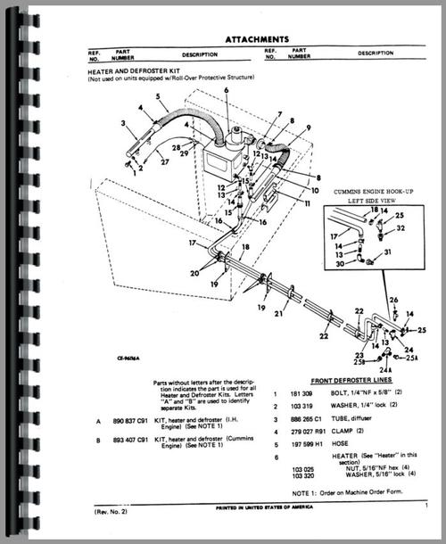 Parts Manual for Hough H-100C Pay Loader Sample Page From Manual