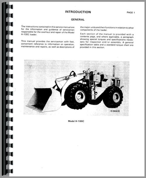 Service Manual for Hough H-100C Pay Loader Sample Page From Manual