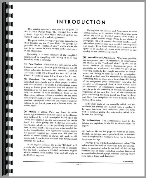 Parts Manual for Hough H-50 Pay Loader IH Engine Sample Page From Manual