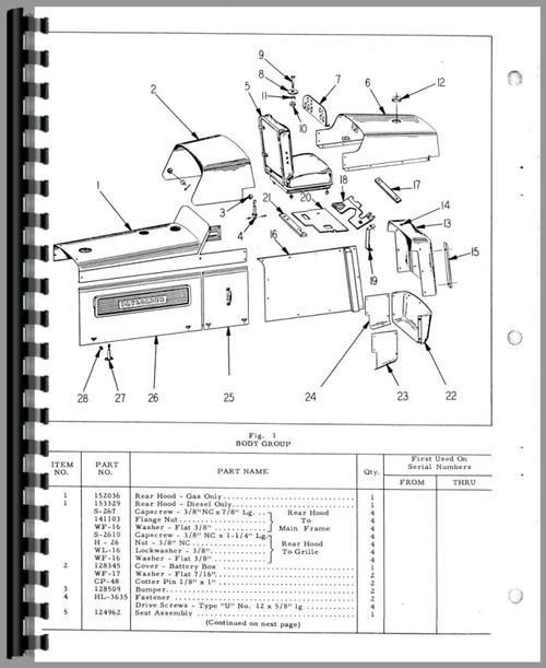 Parts Manual for Hough H-50 Pay Loader Sample Page From Manual