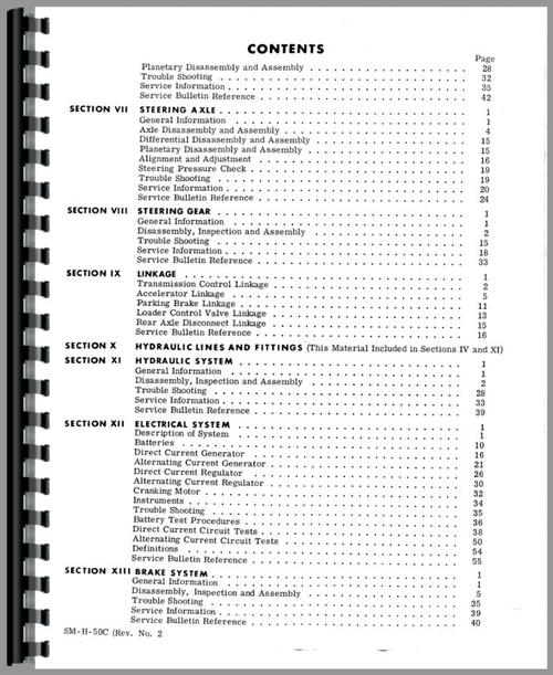 Service Manual for Hough H-50C Pay Loader Sample Page From Manual