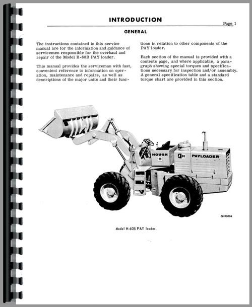Service Manual for Hough H-60B Pay Loader Sample Page From Manual