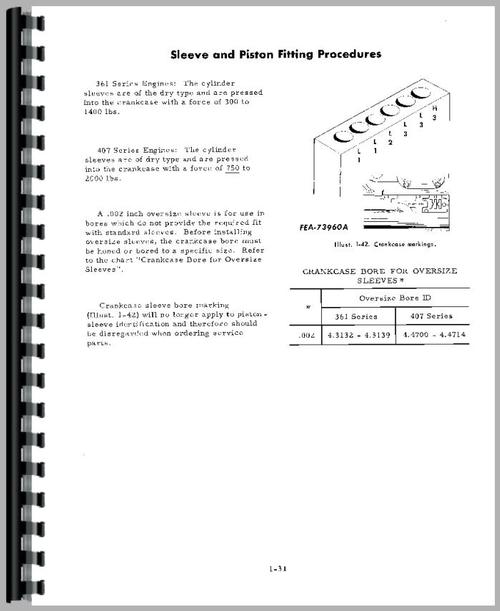 Service Manual for Hough H-65C Pay Loader IH Engine Sample Page From Manual
