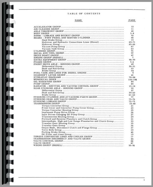 Parts Manual for Hough H-90 Pay Loader Sample Page From Manual