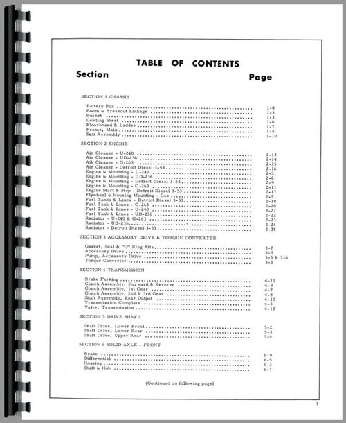 Parts Manual for Hough H-30B Pay Loader Sample Page From Manual