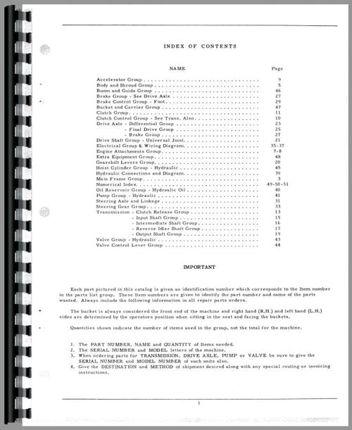 Parts Manual for Hough HA Pay Loader Sample Page From Manual