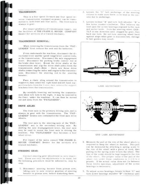 Operators Manual for Hough HR Pay Loader Sample Page From Manual