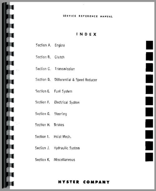 Service Manual for Hyster HE50 Forklift Sample Page From Manual