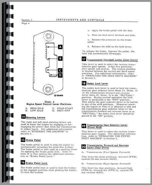 Operators Manual for International Harvester 100C Crawler Sample Page From Manual