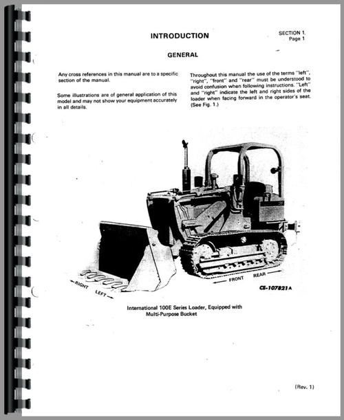 Operators Manual for International Harvester 100E Crawler Sample Page From Manual