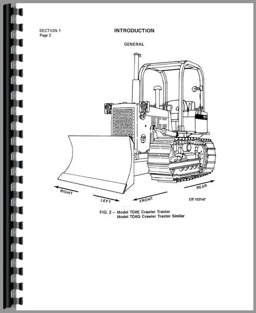 Service Manual for International Harvester 100G Crawler Sample Page From Manual