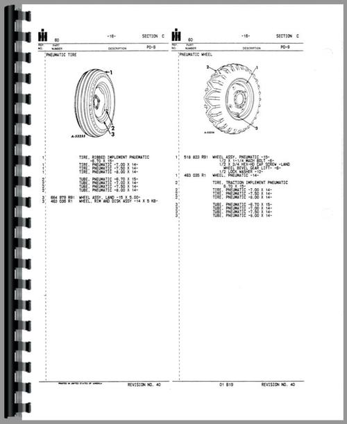 Parts Manual for International Harvester 101 Plow Sample Page From Manual