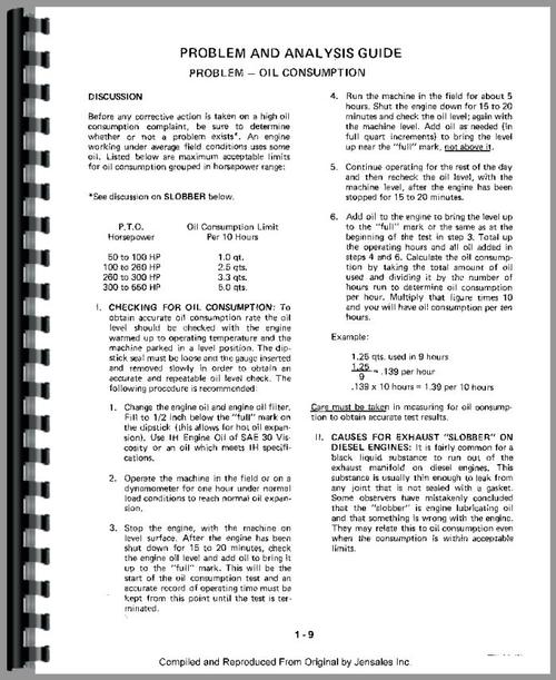 Service Manual for International Harvester 1086 Tractor Engine Sample Page From Manual