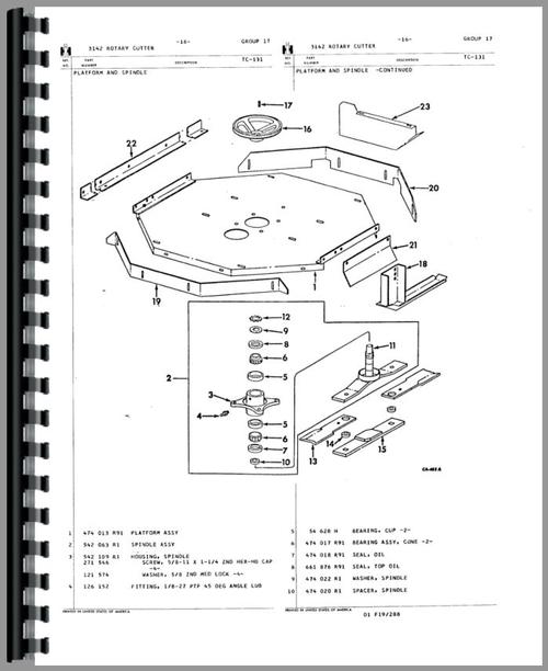 Parts Manual for International Harvester 110 Disk Harrow Sample Page From Manual