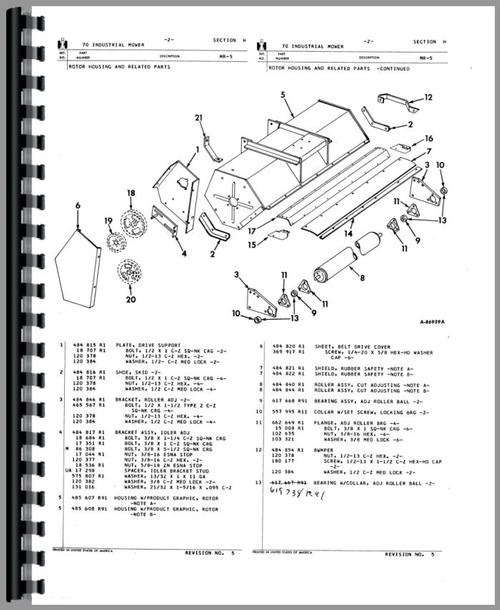 Parts Manual for International Harvester 1110 Mower Sample Page From Manual