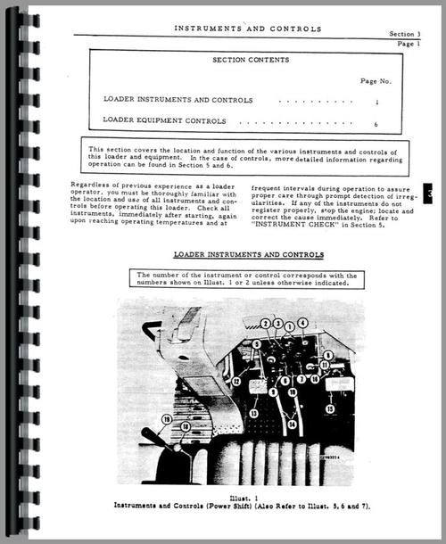 Operators Manual for International Harvester 125C Crawler Sample Page From Manual