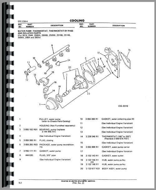 Parts Manual for International Harvester 125E Crawler Engine Sample Page From Manual
