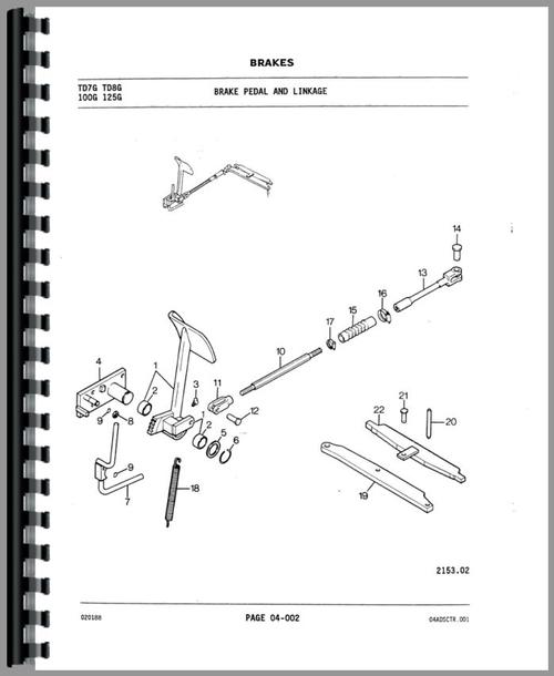 Parts Manual for International Harvester 125G Crawler Sample Page From Manual