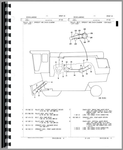Parts Manual for International Harvester 1420 Combine Sample Page From Manual