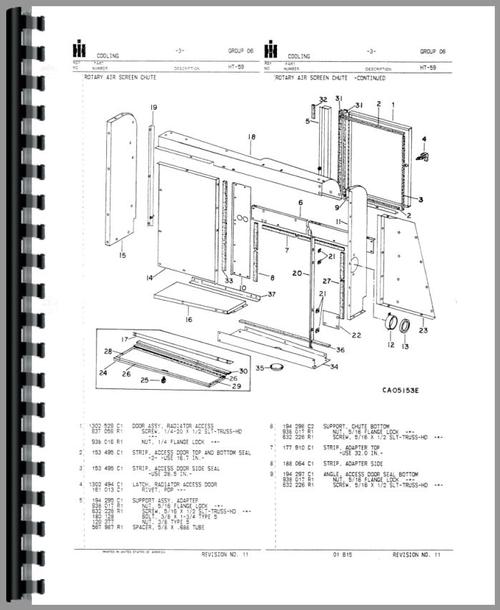 Parts Manual for International Harvester 1440 Combine Sample Page From Manual