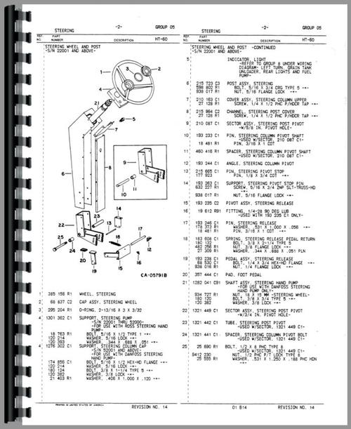 Parts Manual for International Harvester 1460 Combine Sample Page From Manual