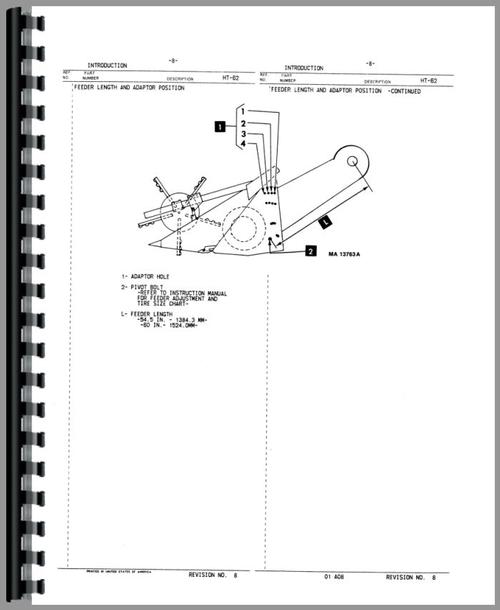 Parts Manual for International Harvester 1480 Combine Sample Page From Manual