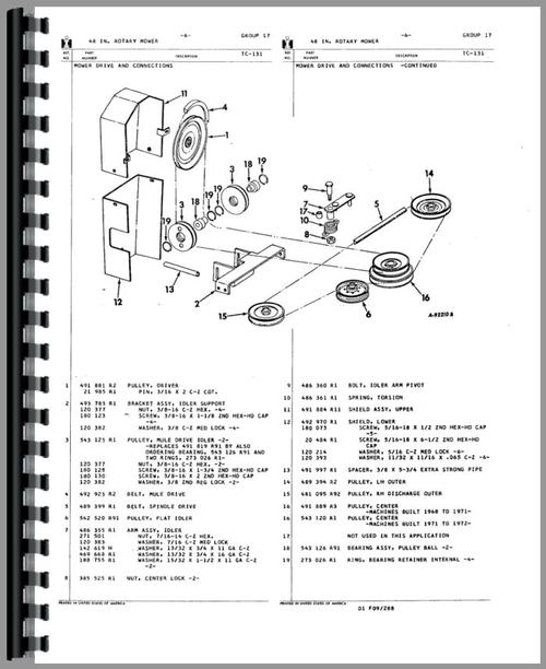 Parts Manual for International Harvester 154 Cub Tractor Attachments Sample Page From Manual