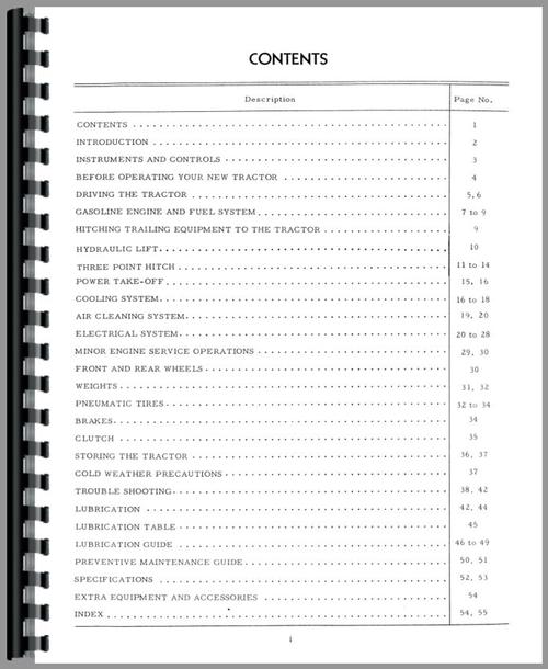 Operators Manual for International Harvester Cub 154 Lo-Boy Tractor Sample Page From Manual