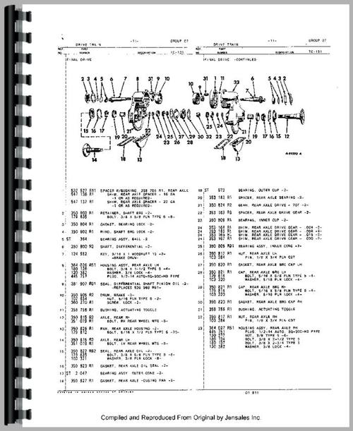 Parts Manual for International Harvester Cub 154 Lo-Boy Tractor Sample Page From Manual