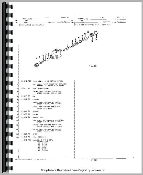 Parts Manual for International Harvester Cub 154 Lo-Boy Tractor Sample Page From Manual