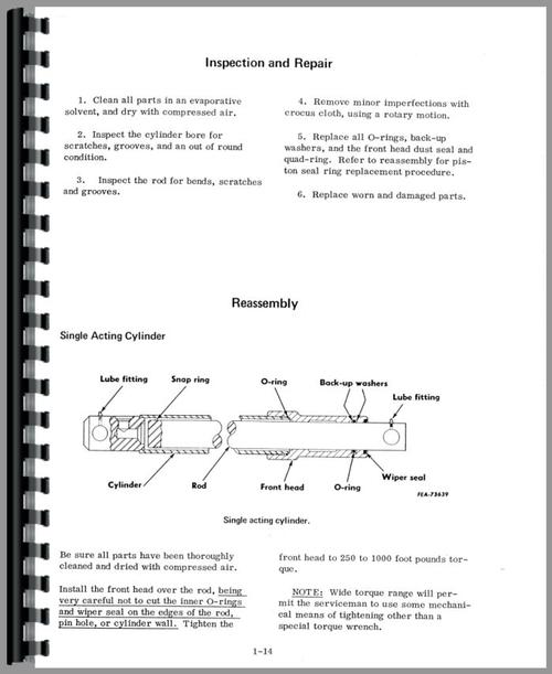 Service Manual for International Harvester 1622 Backhoe Attachment Sample Page From Manual