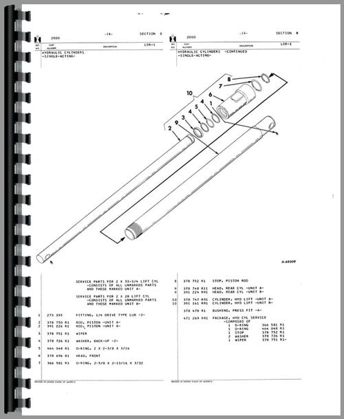 Parts Manual for International Harvester 1701 Loader Attachment Sample Page From Manual