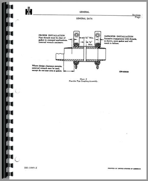 Service Manual for International Harvester 175B Track Loader Sample Page From Manual
