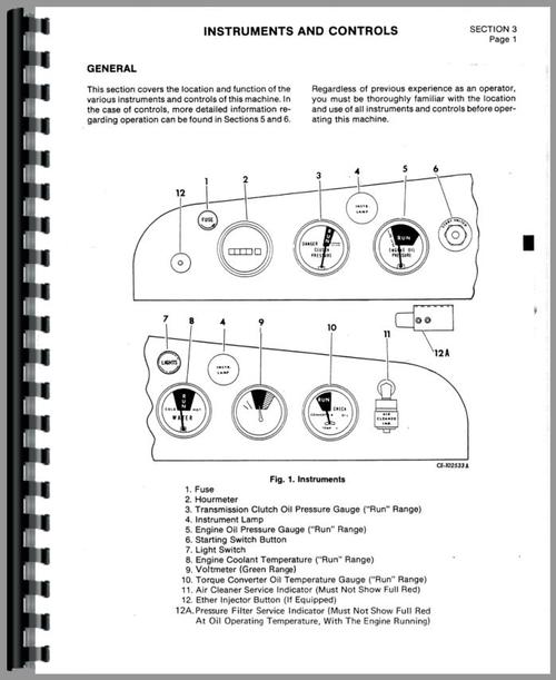 Operators Manual for International Harvester 175C Track Loader Sample Page From Manual