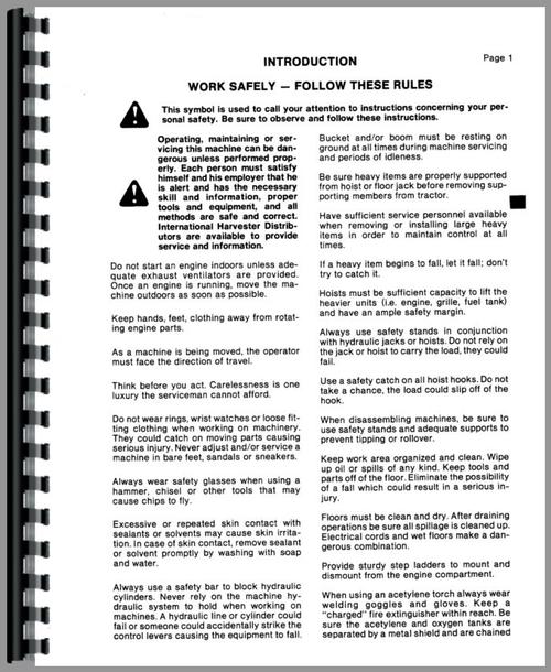 Service Manual for International Harvester 175C Track Loader Sample Page From Manual