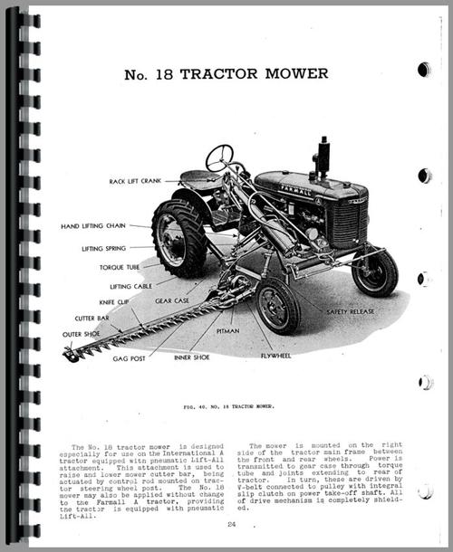 Service Manual for International Harvester 18 Highway Mower Sample Page From Manual