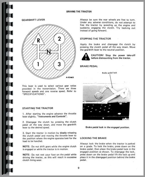 Operators Manual for International Harvester 185 Cub Lo-Boy Tractor Sample Page From Manual