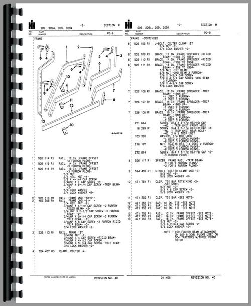 Parts Manual for International Harvester 189 Plow Sample Page From Manual
