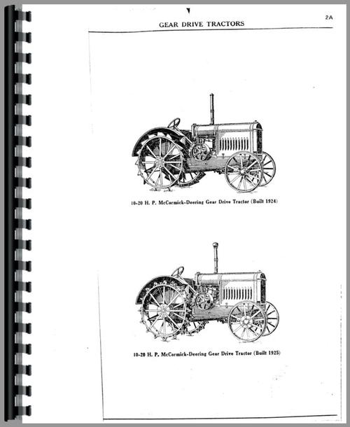 Operators Manual for International Harvester 20-10 Tractor Sample Page From Manual