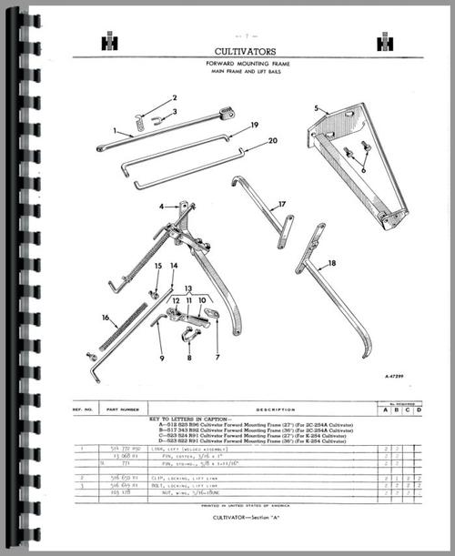 Parts Manual for International Harvester 200 Tractor Implements Sample Page From Manual