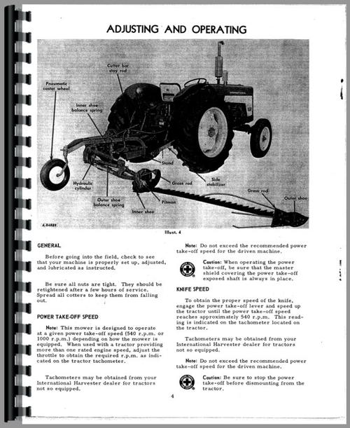Operators Manual for International Harvester 200 Mower Conditioner Sample Page From Manual