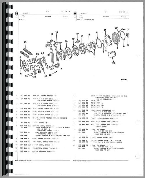 Parts Manual for International Harvester 21026 Tractor Sample Page From Manual