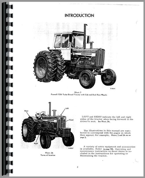 Operators Manual for International Harvester 21256 Tractor Sample Page From Manual