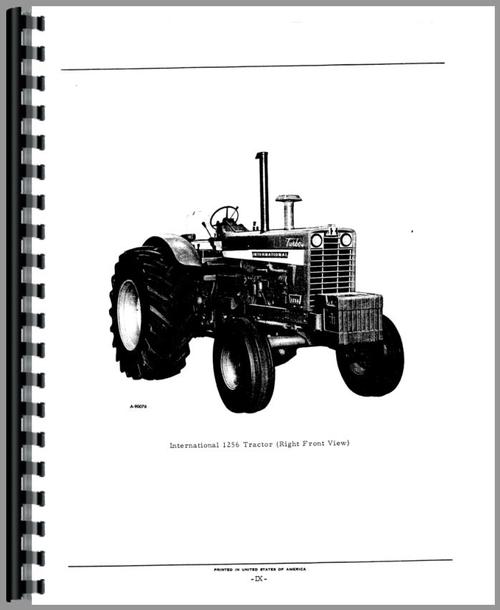 Parts Manual for International Harvester 21256 Tractor Sample Page From Manual