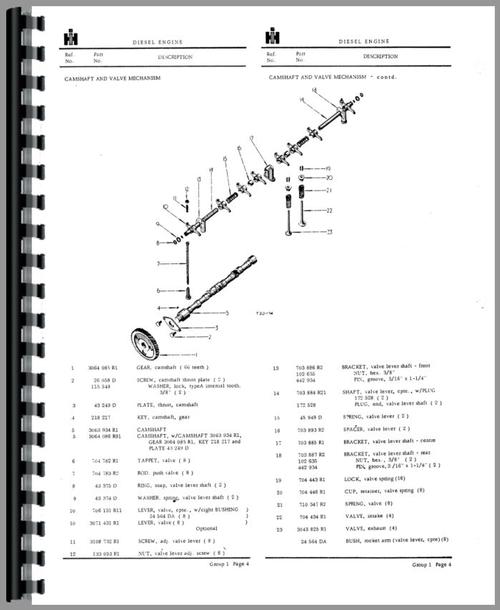 Parts Manual for International Harvester 2300 Industrial Tractor Sample Page From Manual