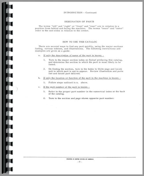 Parts Manual for International Harvester 234 Corn Picker Sample Page From Manual