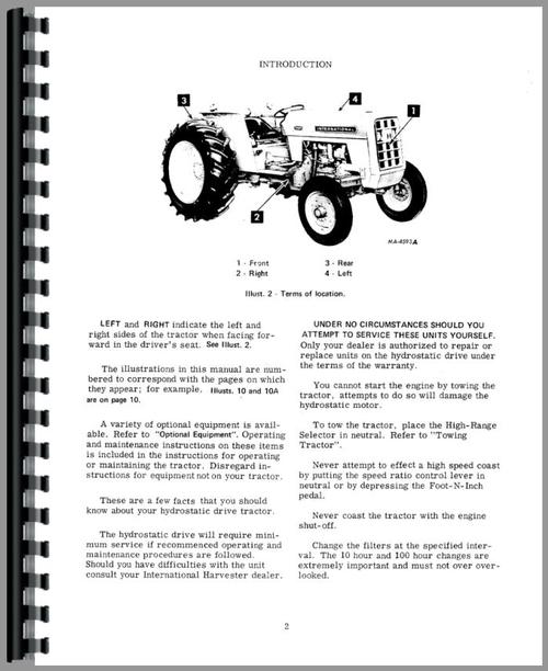 Operators Manual for International Harvester 2400A Industrial Tractor Sample Page From Manual