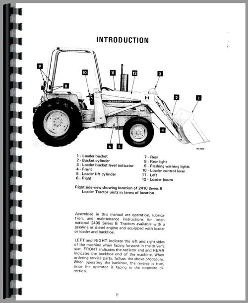 Operators Manual for International Harvester 2400B Industrial Tractor Sample Page From Manual