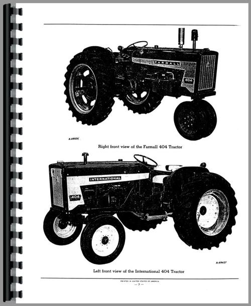 Parts Manual for International Harvester 2404 Industrial Tractor Sample Page From Manual